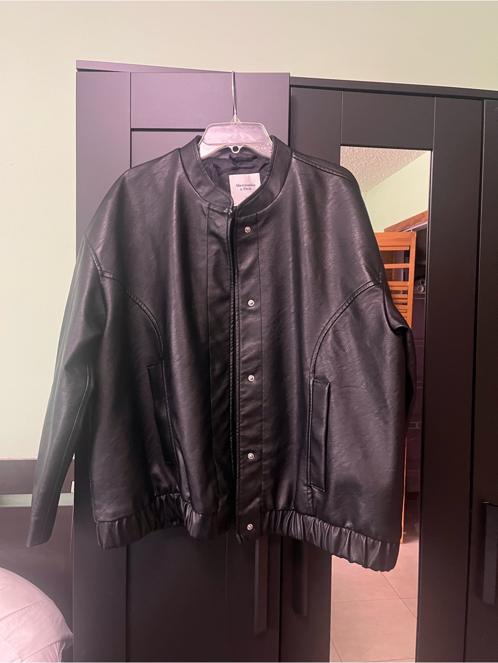 Abercrombie & Fitch Black Leather Bomber Jacket